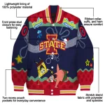 custom iowa state cyclones spongebob playtime red blue varsity jacket best selling