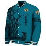 custom jacksonville jaguars tribal deer art teal varsity jacket best selling