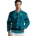 custom jacksonville jaguars tribal deer art teal varsity jacket best selling