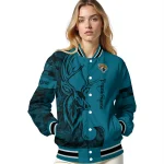 custom jacksonville jaguars tribal deer art teal varsity jacket best selling