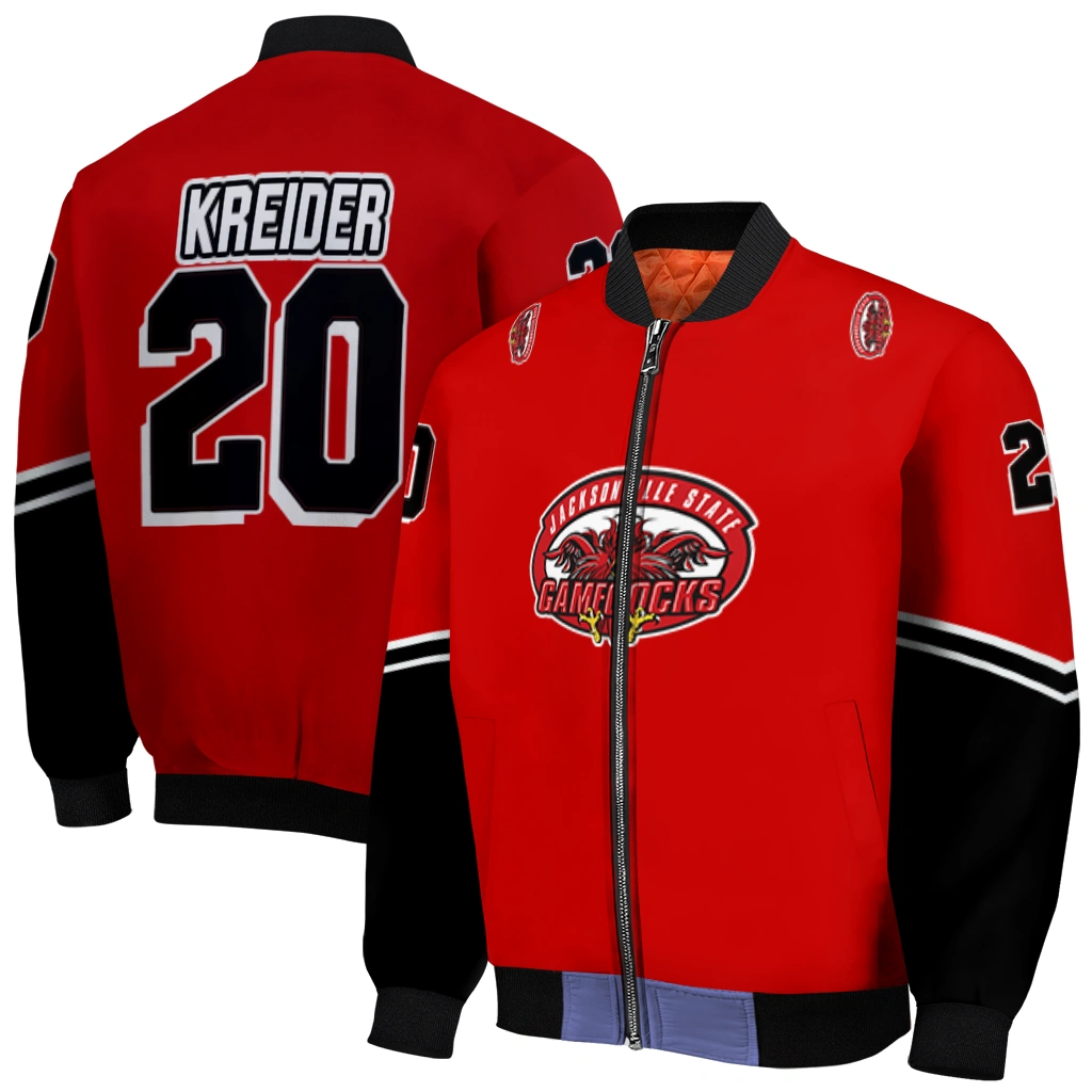 custom jacksonville state gamecocks chevron style red bomber jacket best selling custom jacksonville state gamecocks chevron style red bomber jacket best selling