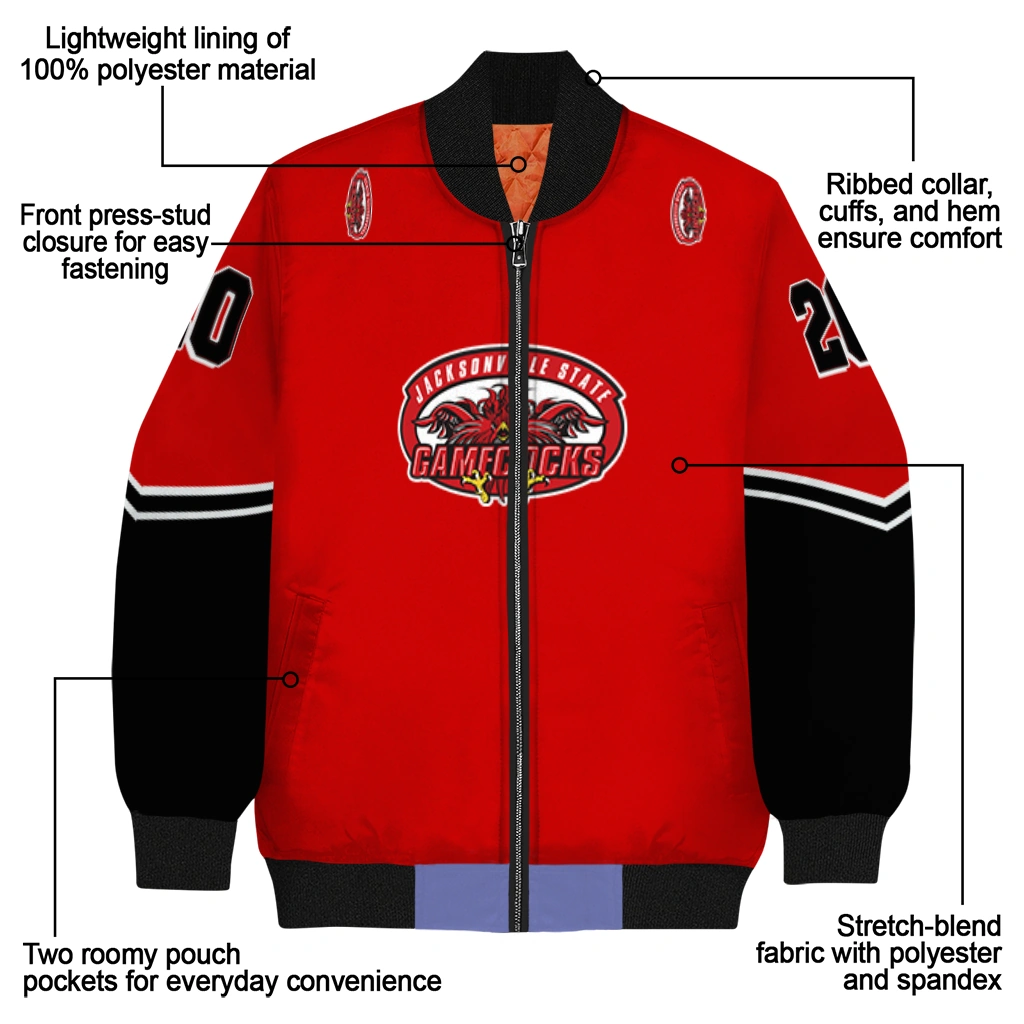 custom jacksonville state gamecocks chevron style red bomber jacket new arrival custom jacksonville state gamecocks chevron style red bomber jacket new arrival