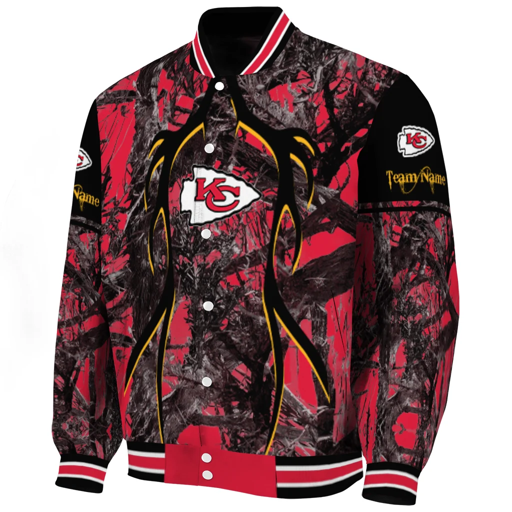 custom kansas city chiefs antlers motif red black varsity jacket best selling custom kansas city chiefs antlers motif red black varsity jacket best selling