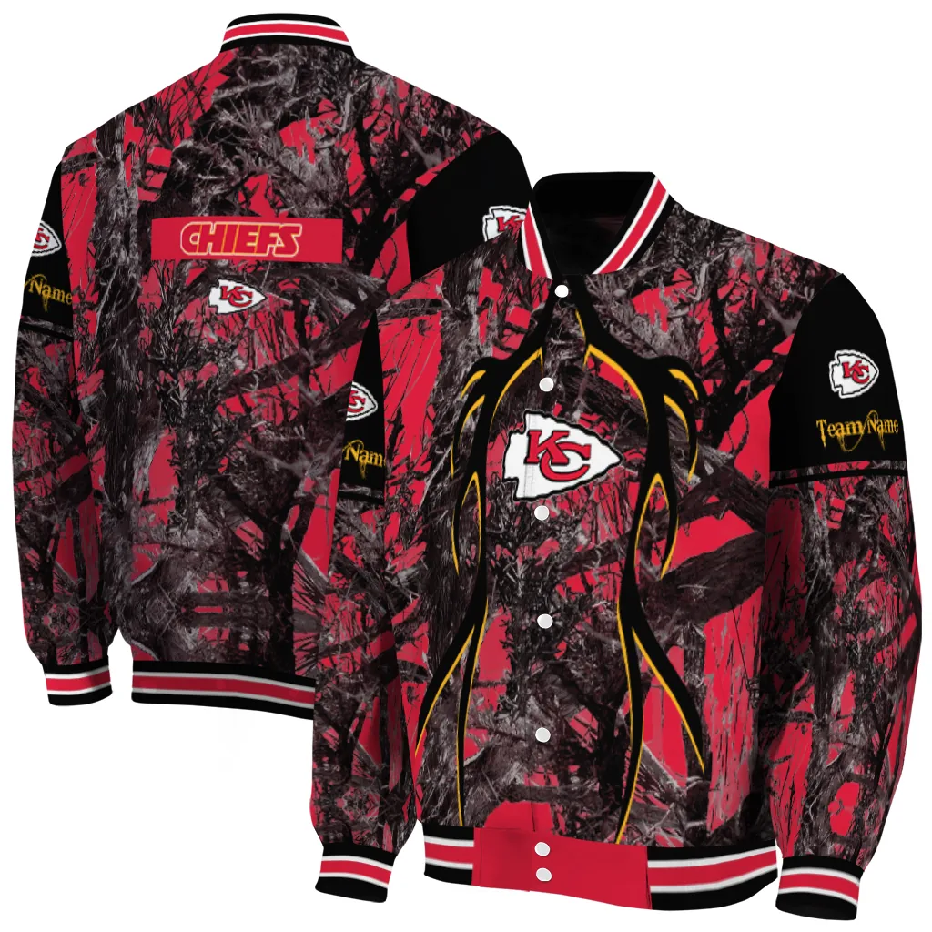 custom kansas city chiefs antlers motif red black varsity jacket fashion forward custom kansas city chiefs antlers motif red black varsity jacket fashion forward