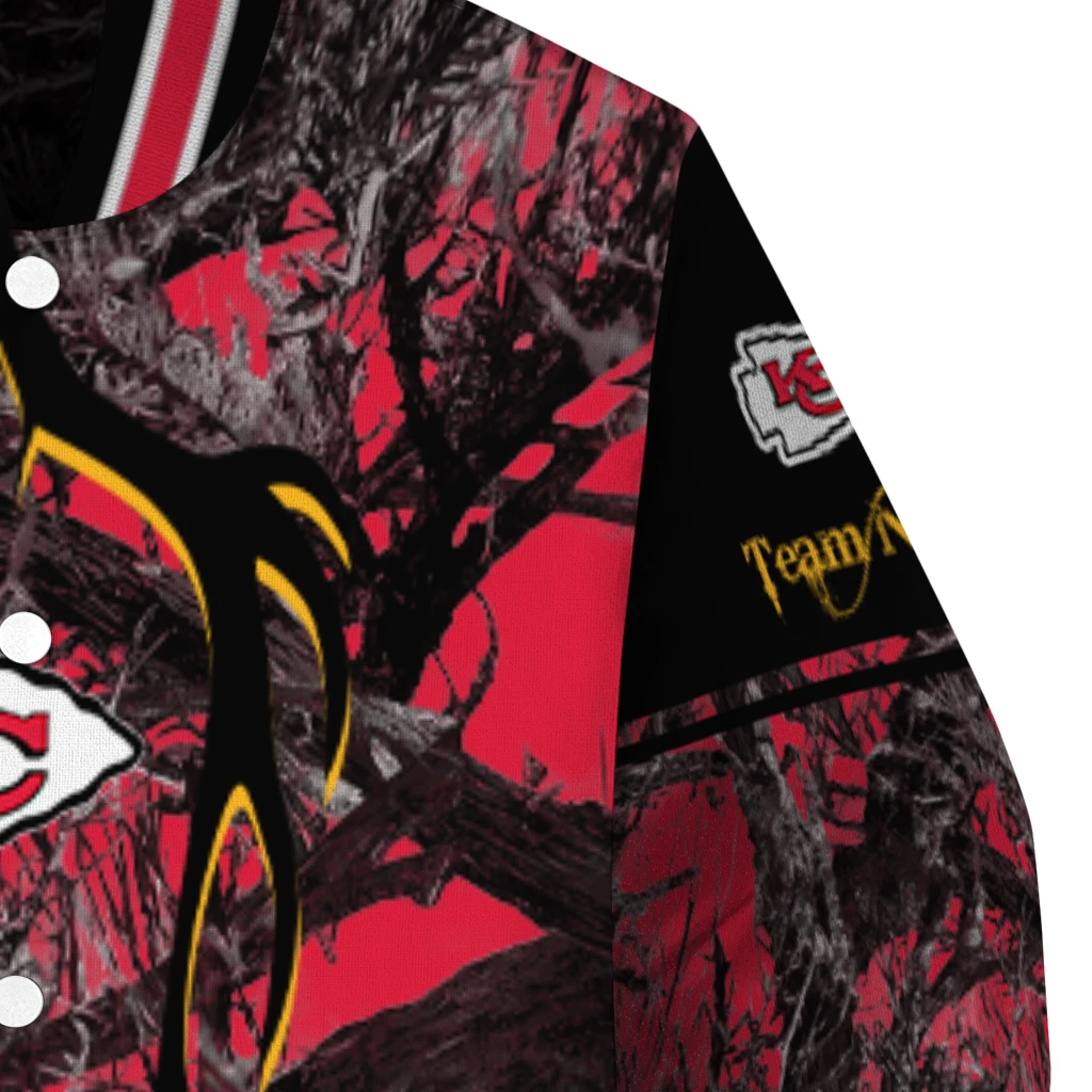 custom kansas city chiefs antlers motif red black varsity jacket premium grade custom kansas city chiefs antlers motif red black varsity jacket premium grade