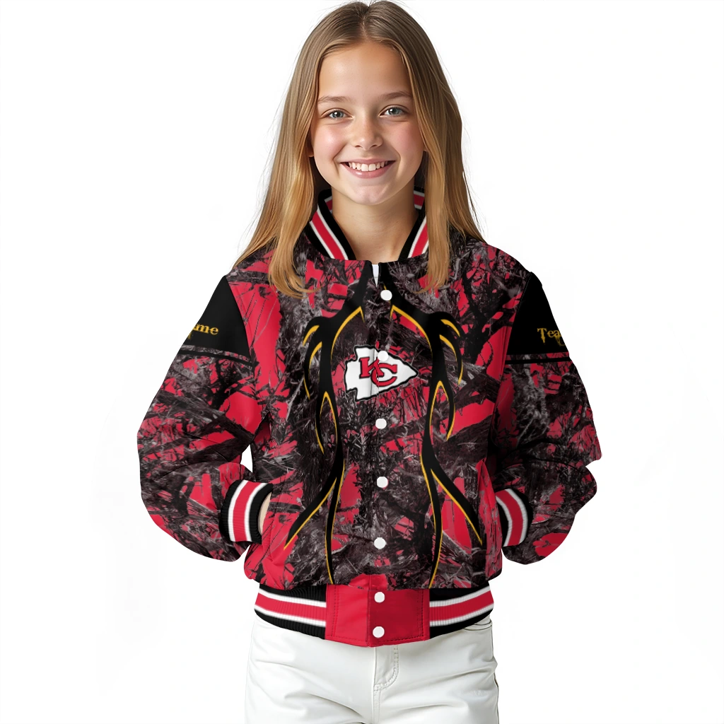 custom kansas city chiefs antlers motif red black varsity jacket top rated custom kansas city chiefs antlers motif red black varsity jacket top rated