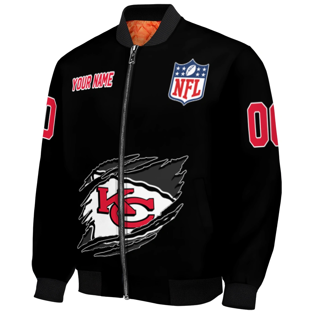 custom kansas city chiefs claw scratch black bomber jacket fashion forward custom kansas city chiefs claw scratch black bomber jacket fashion forward