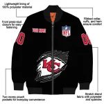 custom kansas city chiefs claw scratch black bomber jacket best selling