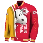 custom kansas city chiefs snoopy head red varsity jacket best selling