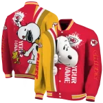 custom kansas city chiefs snoopy head red varsity jacket best selling