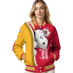 custom kansas city chiefs snoopy head red varsity jacket best selling