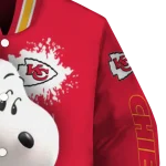 custom kansas city chiefs snoopy head red varsity jacket best selling