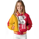 custom kansas city chiefs snoopy head red varsity jacket best selling