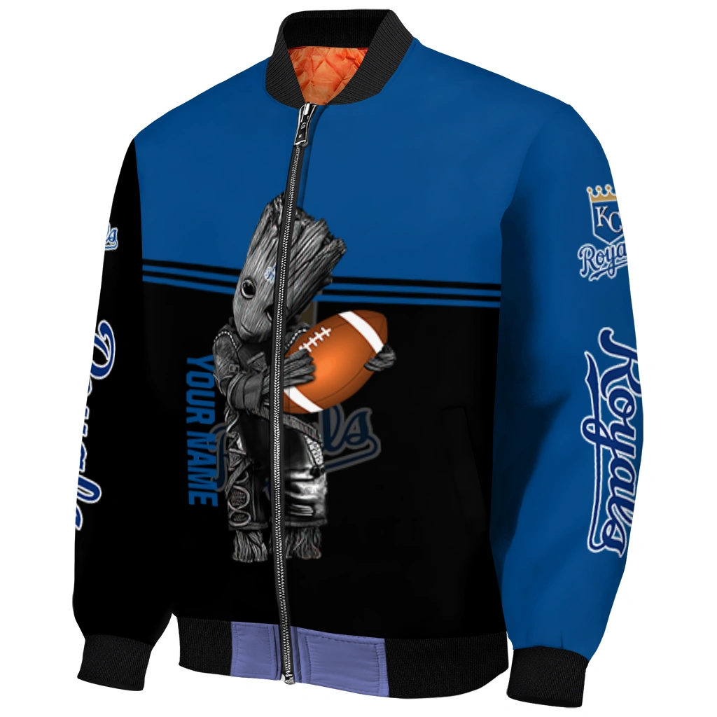 custom kansas city royals groot football royal blue black bomber jacket fashion forward custom kansas city royals groot football royal blue black bomber jacket fashion forward