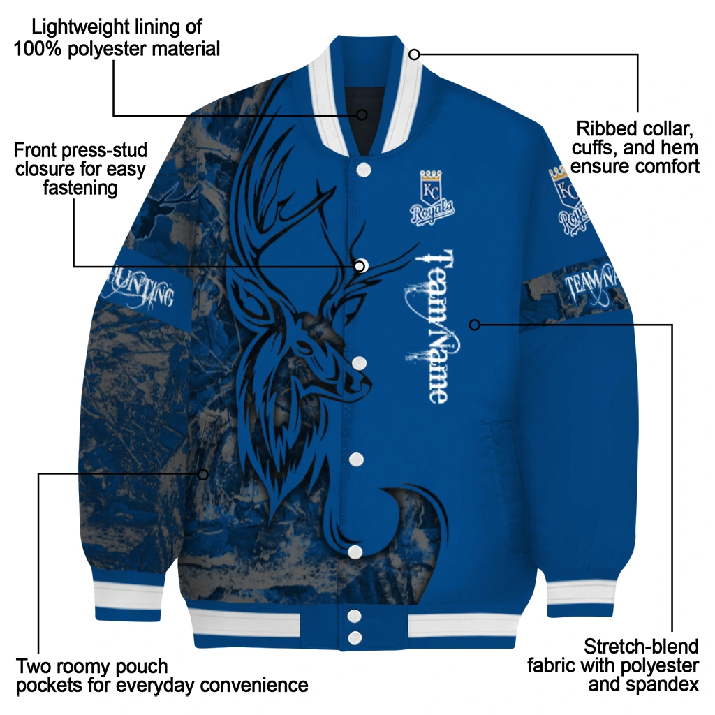 custom kansas city royals tribal deer art royal blue varsity jacket new arrival custom kansas city royals tribal deer art royal blue varsity jacket new arrival
