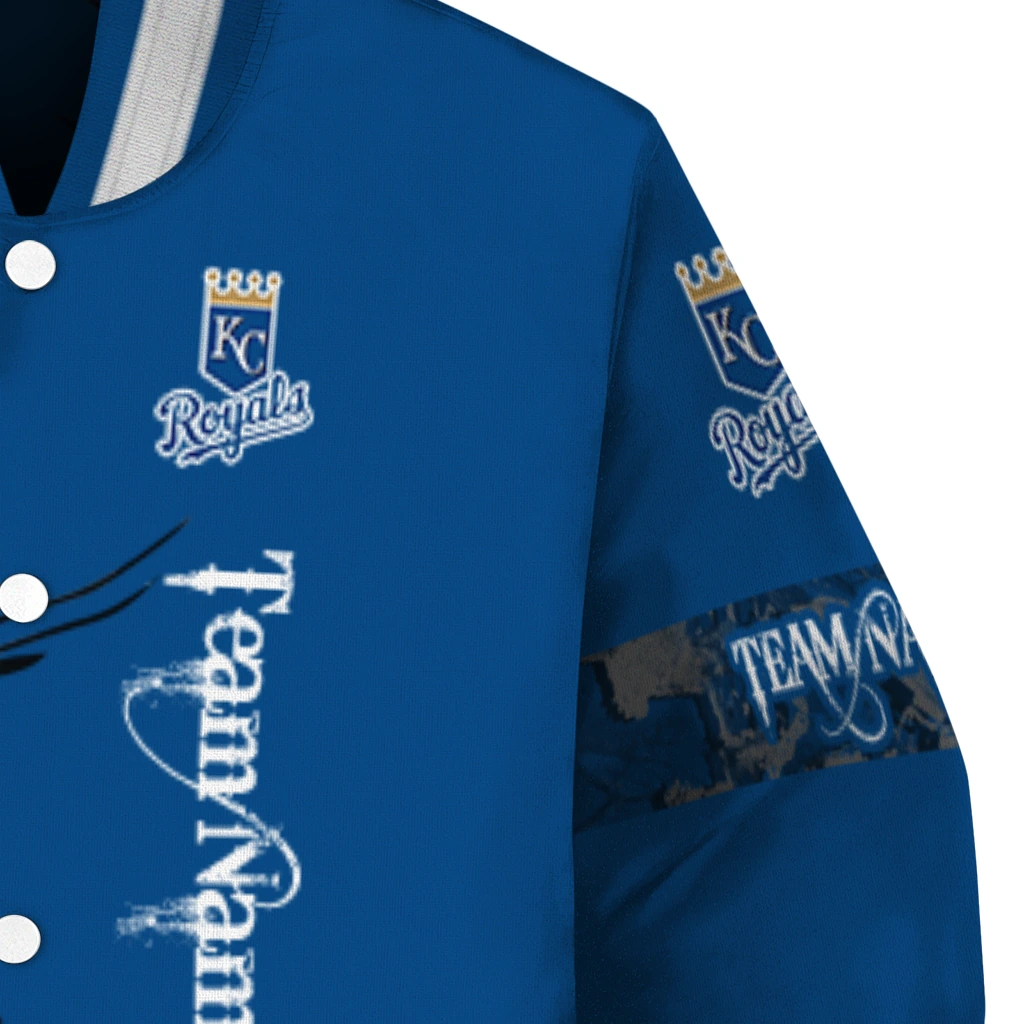 custom kansas city royals tribal deer art royal blue varsity jacket premium grade custom kansas city royals tribal deer art royal blue varsity jacket premium grade