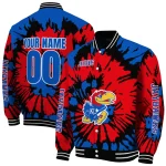 custom kansas jayhawks burst splatter blue varsity jacket best selling