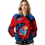 custom kansas jayhawks burst splatter blue varsity jacket best selling