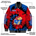 custom kansas jayhawks burst splatter blue varsity jacket best selling
