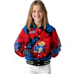 custom kansas jayhawks burst splatter blue varsity jacket best selling