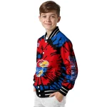 custom kansas jayhawks burst splatter blue varsity jacket best selling