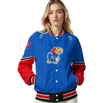 custom kansas jayhawks chevron style blue varsity jacket best selling