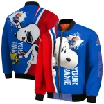 custom kansas jayhawks snoopy head blue bomber jacket best selling