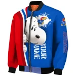 custom kansas jayhawks snoopy head blue bomber jacket best selling