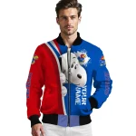 custom kansas jayhawks snoopy head blue bomber jacket best selling