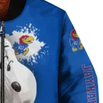 custom kansas jayhawks snoopy head blue bomber jacket best selling
