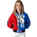 custom kansas jayhawks snoopy head blue bomber jacket best selling