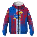 custom kansas jayhawks tribal swirls blue windbreaker jacket best selling