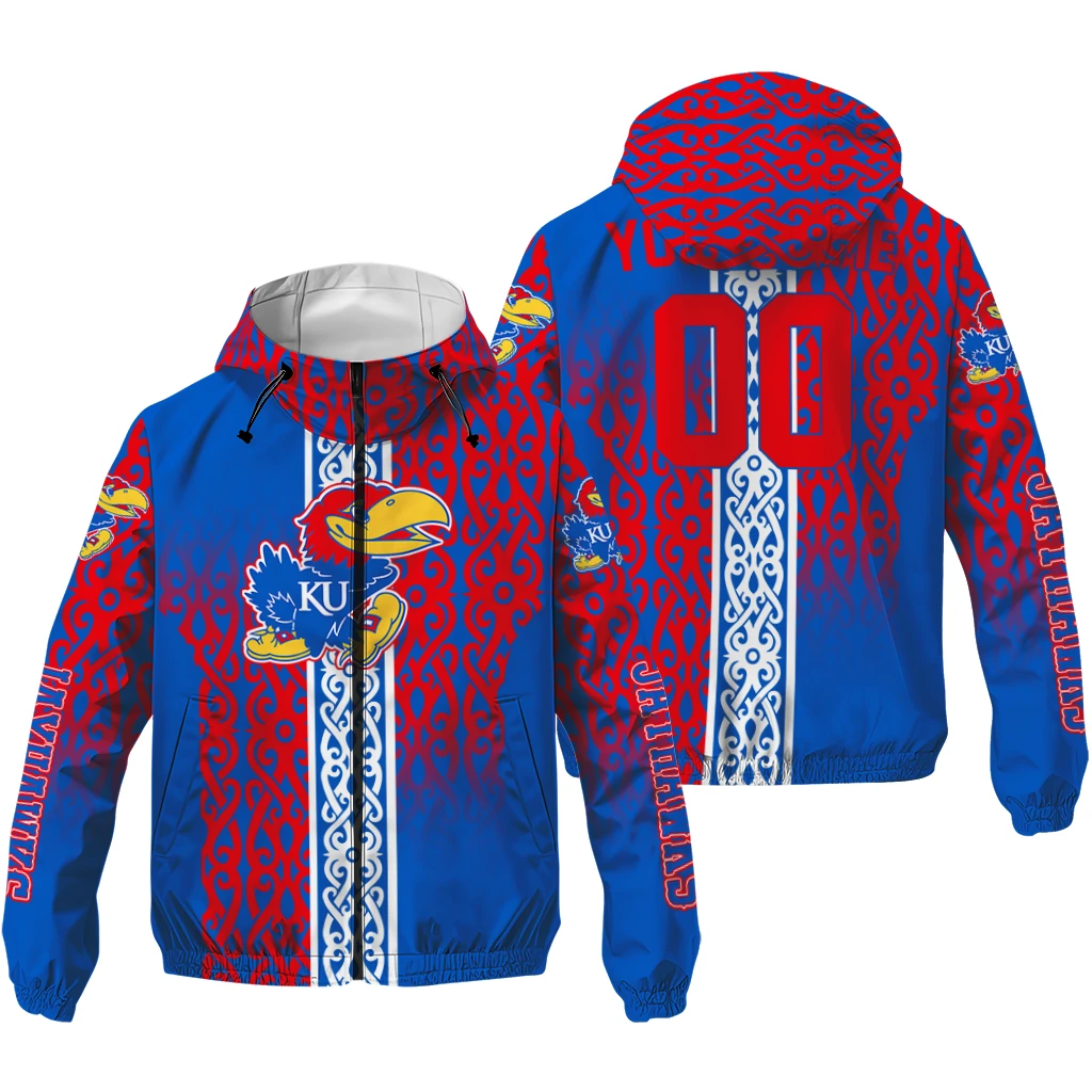 custom kansas jayhawks tribal swirls blue windbreaker jacket high quality custom kansas jayhawks tribal swirls blue windbreaker jacket high quality