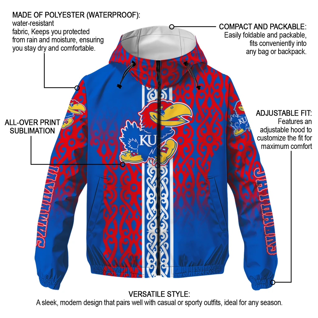 custom kansas jayhawks tribal swirls blue windbreaker jacket new arrival custom kansas jayhawks tribal swirls blue windbreaker jacket new arrival