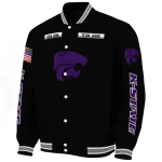 custom kansas state wildcats american flag skull black varsity jacket best selling