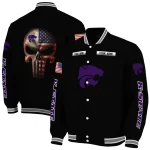 custom kansas state wildcats american flag skull black varsity jacket best selling
