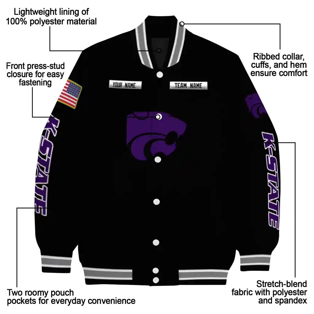 custom kansas state wildcats american flag skull black varsity jacket new arrival custom kansas state wildcats american flag skull black varsity jacket new arrival