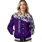 custom kansas state wildcats camouflage splash purple varsity jacket best selling