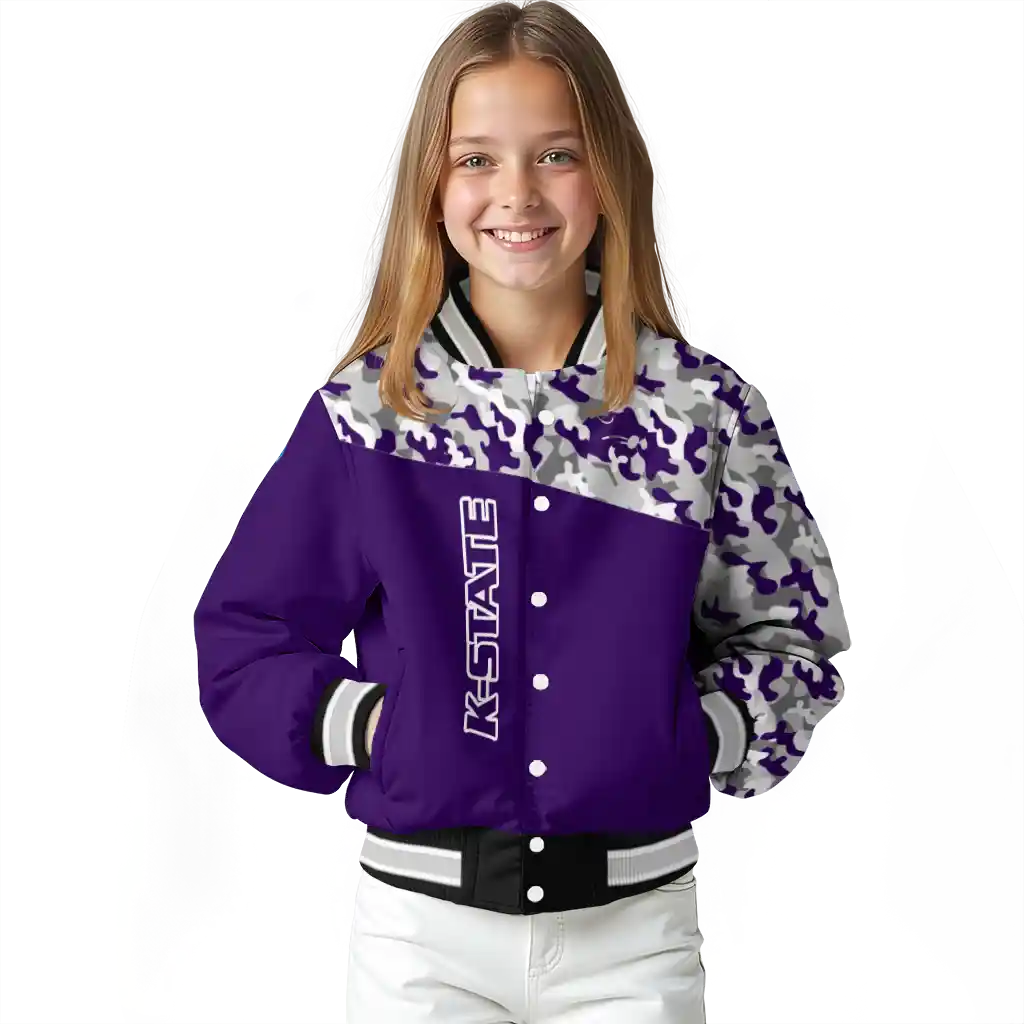 custom kansas state wildcats camouflage splash purple varsity jacket top rated custom kansas state wildcats camouflage splash purple varsity jacket top rated