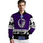 custom kansas state wildcats circle skull purple black bomber jacket best selling