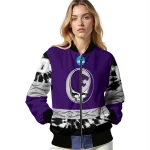 custom kansas state wildcats circle skull purple black bomber jacket best selling