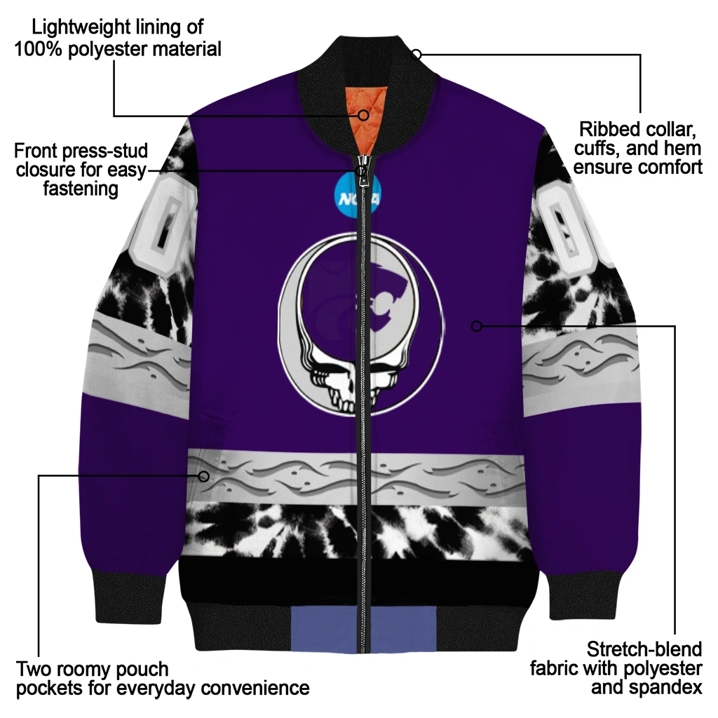 custom kansas state wildcats circle skull purple black bomber jacket new arrival custom kansas state wildcats circle skull purple black bomber jacket new arrival