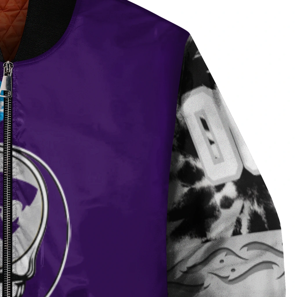 custom kansas state wildcats circle skull purple black bomber jacket premium grade custom kansas state wildcats circle skull purple black bomber jacket premium grade