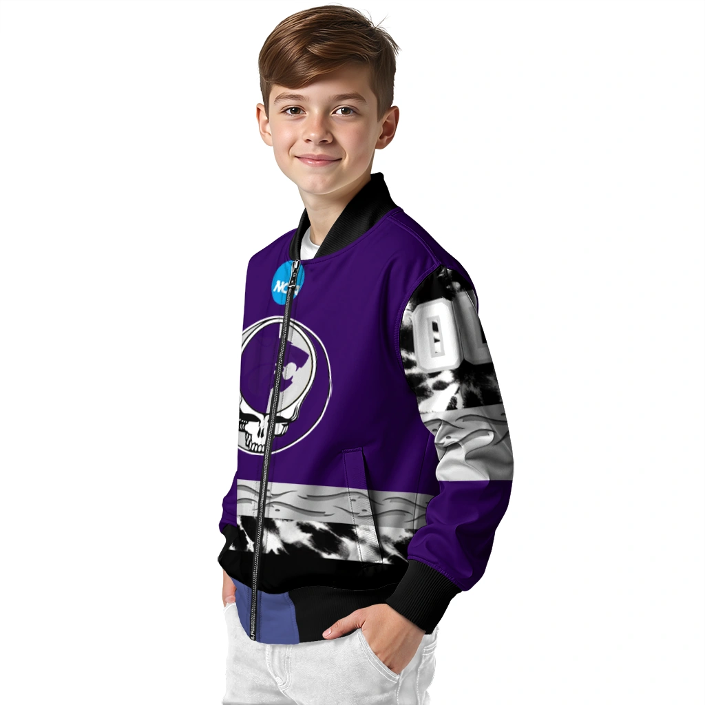 custom kansas state wildcats circle skull purple black bomber jacket trendy custom kansas state wildcats circle skull purple black bomber jacket trendy