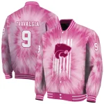custom kansas state wildcats pink tie dye pink varsity jacket best selling