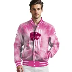 custom kansas state wildcats pink tie dye pink varsity jacket best selling