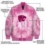 custom kansas state wildcats pink tie dye pink varsity jacket best selling