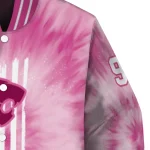 custom kansas state wildcats pink tie dye pink varsity jacket best selling