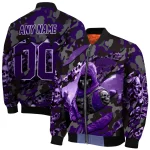 custom kansas state wildcats skull horde purple bomber jacket best selling