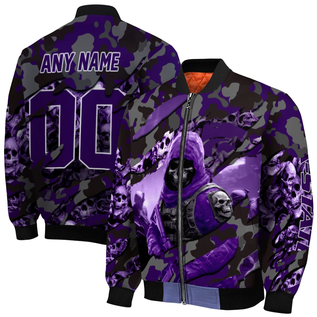 custom kansas state wildcats skull horde purple bomber jacket best selling custom kansas state wildcats skull horde purple bomber jacket best selling